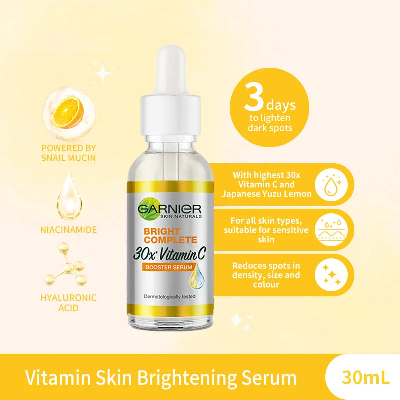 Garnier Bright Complete 30x Vitamina C com Niacinamida, Essência Facial Reparadora para Remoção de Acne